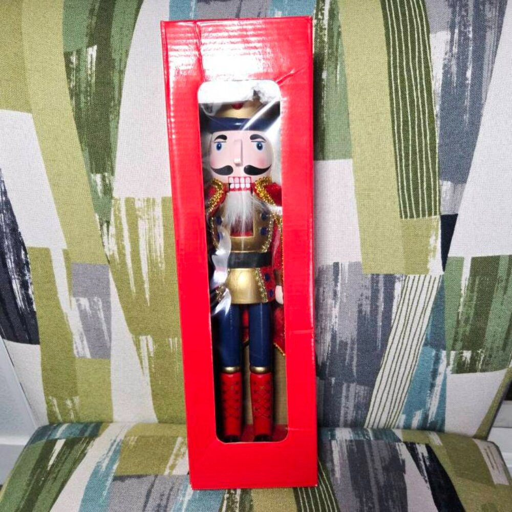Wooden Nutcracker Christmas Decoration EUC Boxed